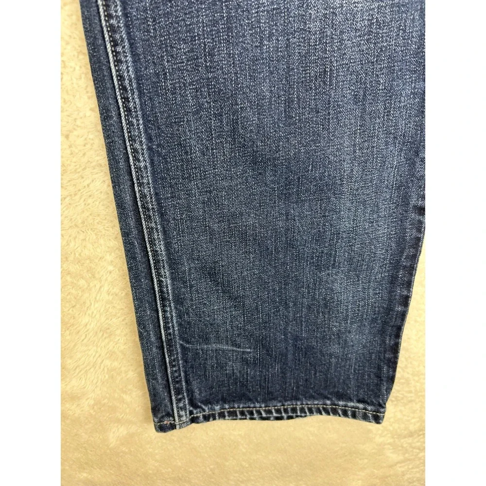 Banana Republic Vintage Straight Jeans Mens 36x32 Dark Blue Distressed Whiskered